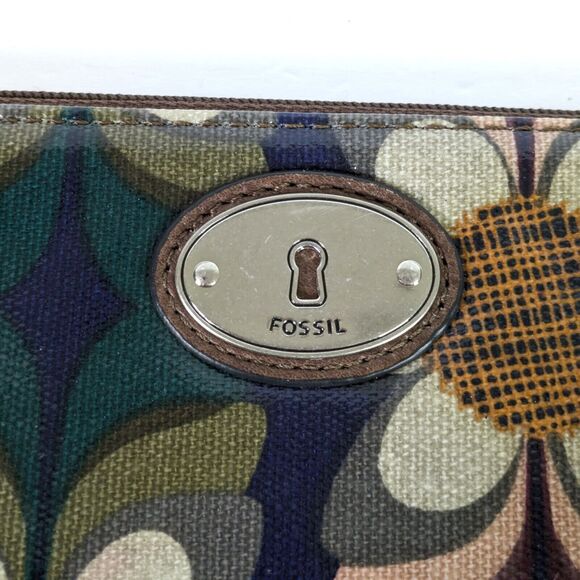 Fossil Key-Per Zipper Tablet iPad Makeup Case 8.5” X 10” Coated Canvas Floral - Picture 2 of 12